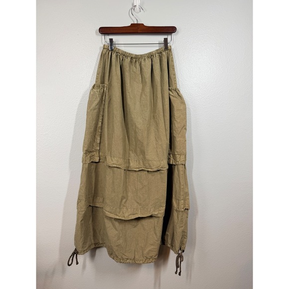 Free People Utility Cargo Maxi Eloise Skirt Khaki Drawstring Pockets XS - Picture 3 of 9